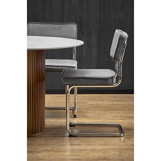 BRUNO kulatý stůl, bílý mramor / ořechový (2p=1ks)