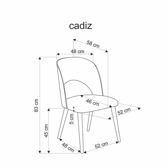 CADIZ židle přírodní dub / šedá (1p=2ks)