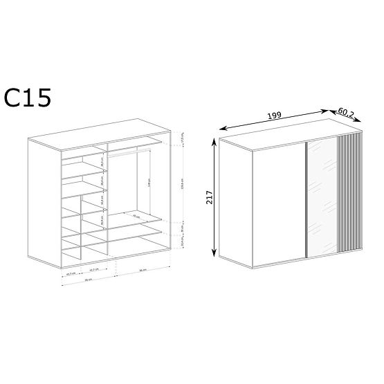 CALI velká skříň s lamelami C15 artisan