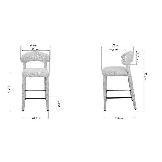 Čalouněná barová židle Hiroki, béžovo-šedý melír