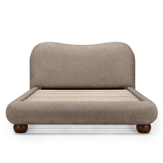 Čalouněná postel Bowee 160x200 cm, s roštem, šedá, nožky koule