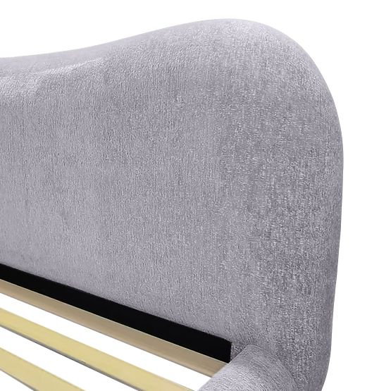 Čalouněná postel Bowee 160x200 cm, s roštem, šedá, nožky koule