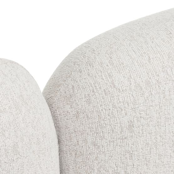 Čalouněná postel Fencee 160x200 cm, s roštem, zaoblená, světle béžová