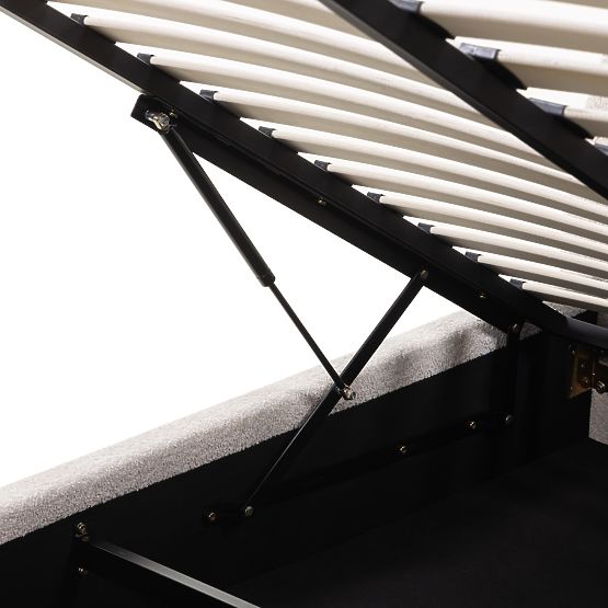 Čalouněná postel Orbi 160x200 cm, s roštem a úložným prostorem, zaoblená, béžová