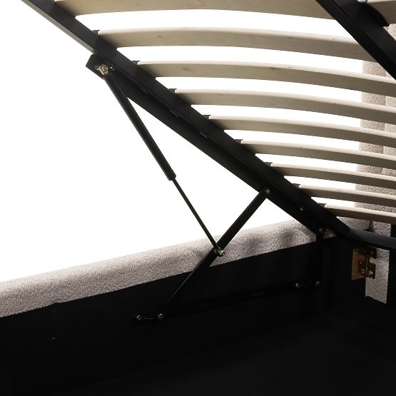 Čalouněná postel Ovoid 160x200 cm, s roštem a úložným prostorem, zaoblená, béžová