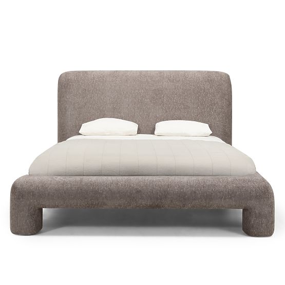 Čalouněná postel Rolly 160x200 cm, s roštem, zaoblená, hnědá