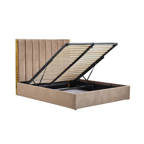Čalouněná postel s vysokým čelem PALLAZO béžová - 160x200 cm