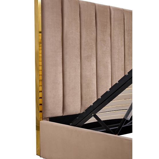 Čalouněná postel s vysokým čelem PALLAZO béžová - 160x200 cm