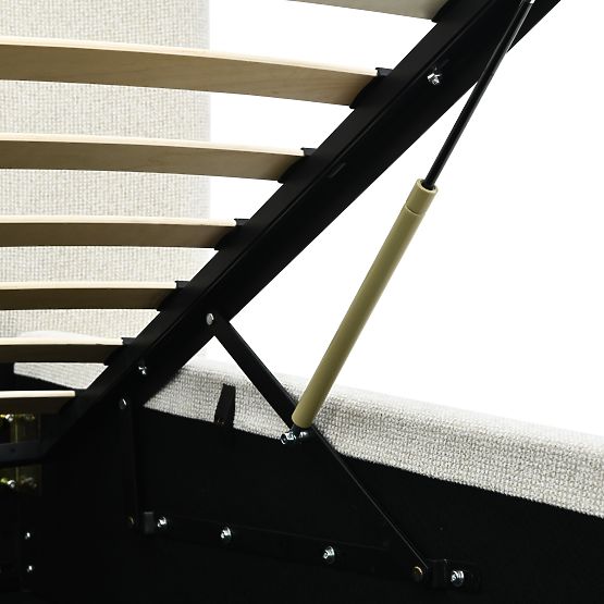 Čalouněná postel Snoovia 160x200 cm, s roštem a úložným prostorem, světle béžová