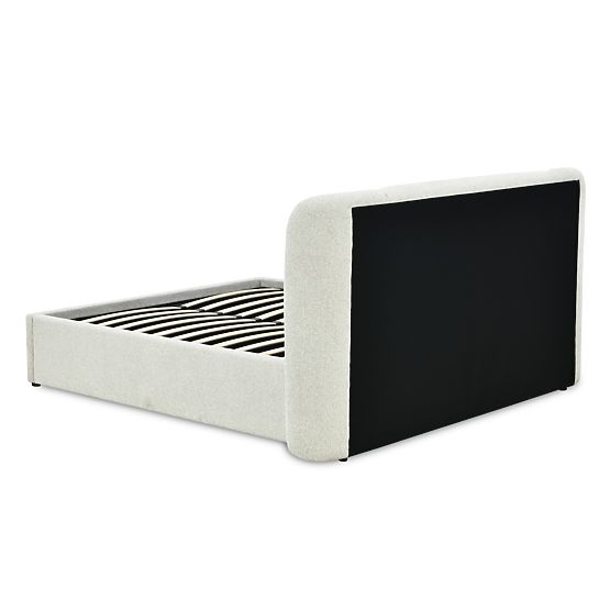 Čalouněná postel Snoovia 160x200 cm, s roštem a úložným prostorem, světle béžová