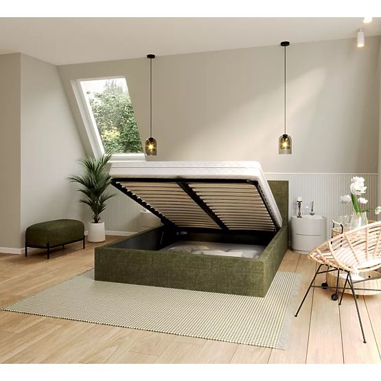 Čalouněná postel TULSA 120 x 200 cm - Olivově zelená