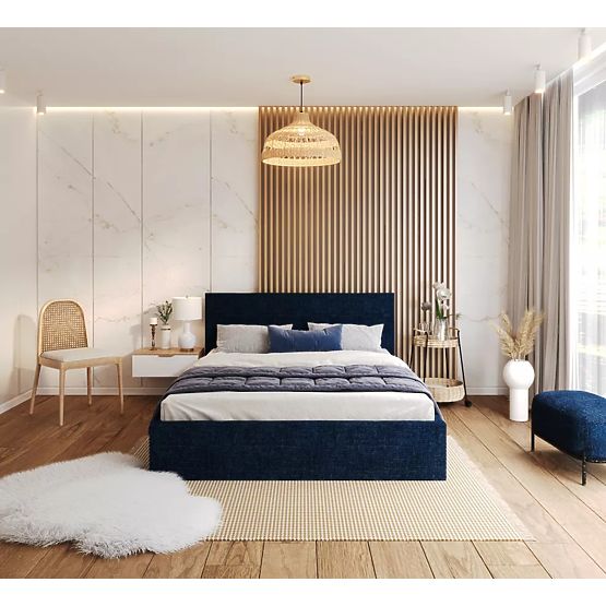 Čalouněná postel TULSA 180 x 200 cm - Tmavě modrá