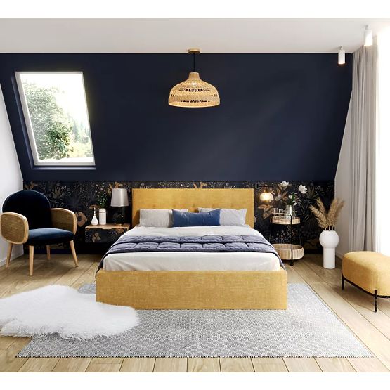 Čalouněná postel TULSA 180 x 200 cm - Žlutá