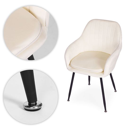 Čalouněná sametová moderní židle do jídelny a obývacího pokoje krémová ModernHome