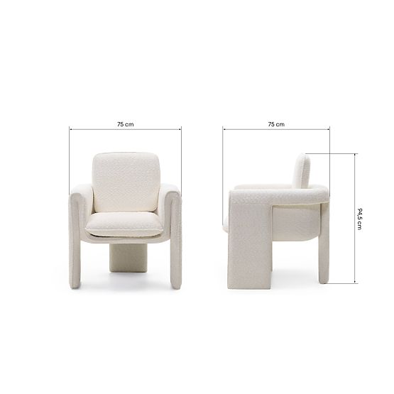 Čalouněná židle Campat bílá, zaoblená