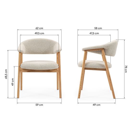 Čalouněná židle Capri, světle béžová/dubové dřevo