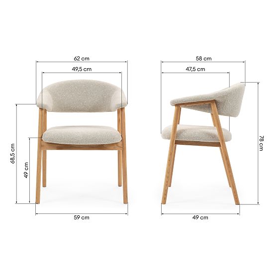 Čalouněná židle Capri, světle béžová/dubové dřevo