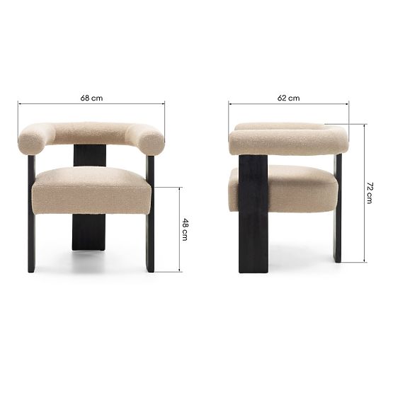 Čalouněná židle Chili béžová/černá, kaučukové dřevo