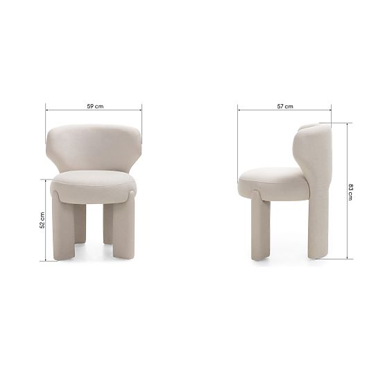 Čalouněná židle Elaine krémová, boucle, oblé tvary