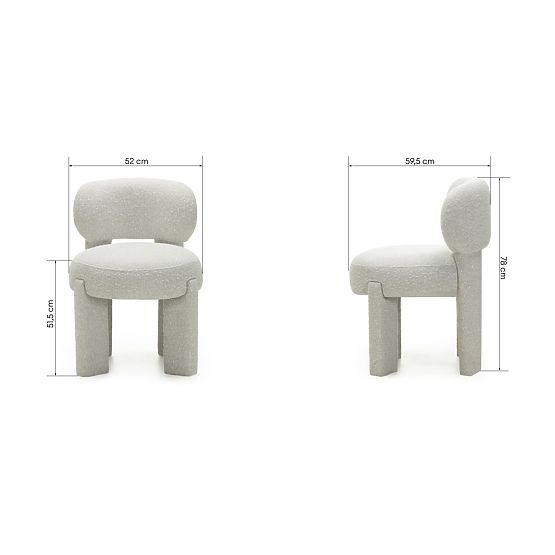 Čalouněná židle Falone béžovošedá, boucle, oblé tvary