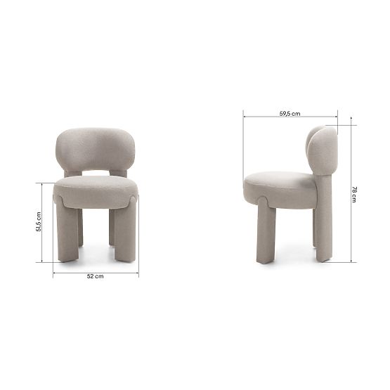 Čalouněná židle Falone šedobéžová, boucle, oblé tvary