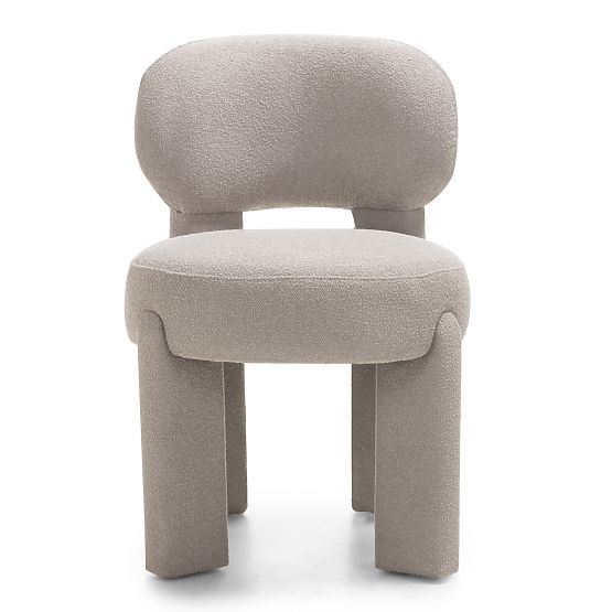 Čalouněná židle Falone šedobéžová, boucle, oblé tvary