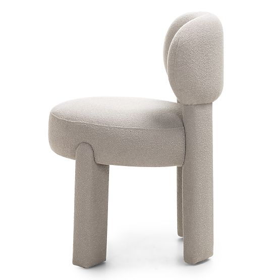 Čalouněná židle Falone šedobéžová, boucle, oblé tvary