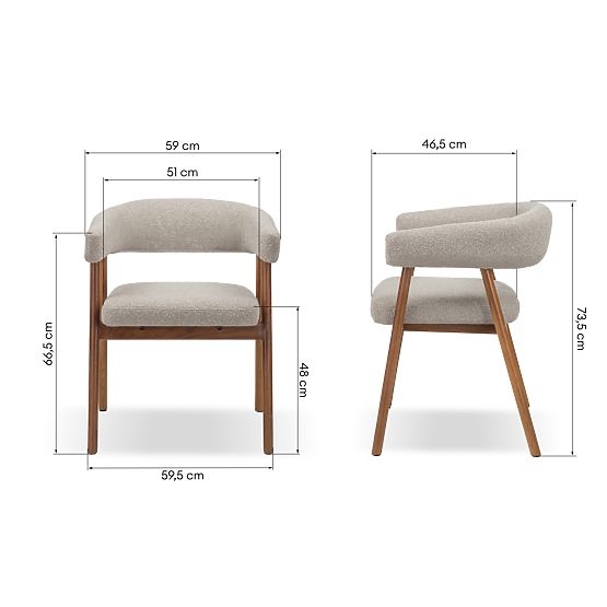 Čalouněná židle Giovani, světle hnědá/dubové dřevo, zaoblená