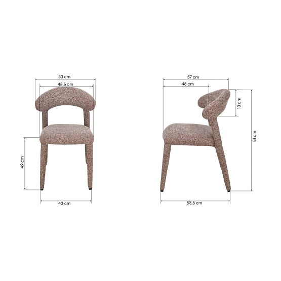 Čalouněná židle Hiroki, béžovo-bordó melír