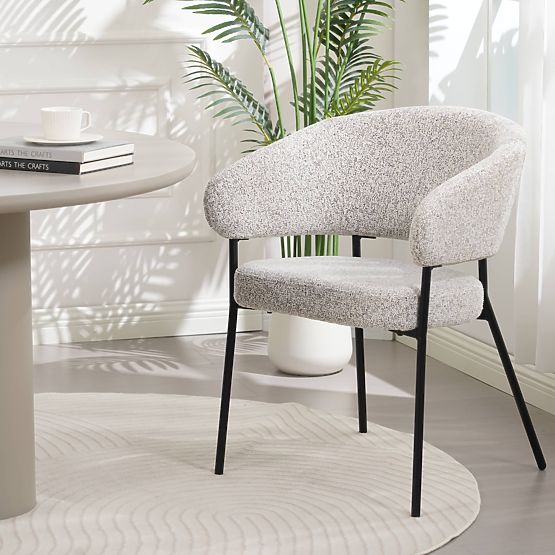 Čalouněná židle Lamu, béžová melanž/černé nohy