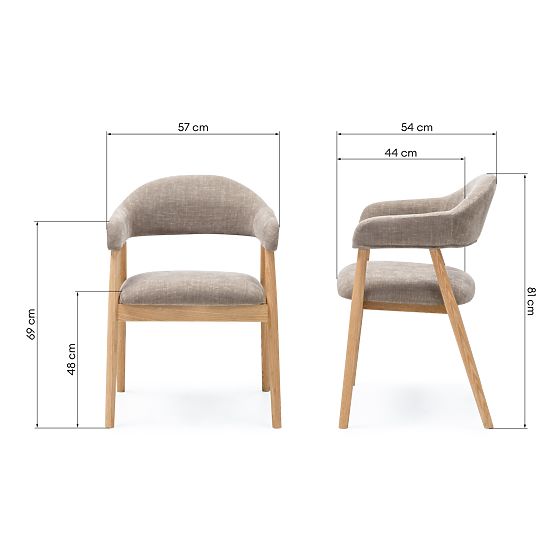 Čalouněná židle Sorrento, tmavě béžová, dub