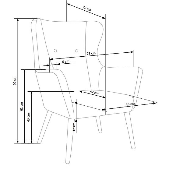 Čalouněné křeslo COTTO -  tmavě šedá