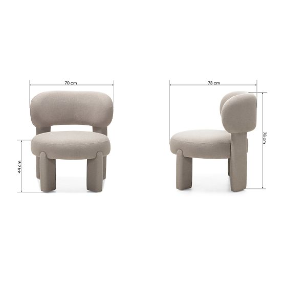 Čalouněné křeslo Falone šedobéžové, boucle, oblý