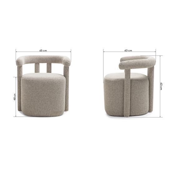 Čalouněné křeslo Glen šedé, oblé tvary