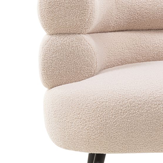 Čalouněné křeslo/židle Leya béžové, zaoblené, černé nohy