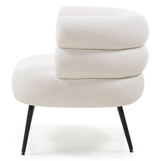 Čalouněné křeslo/židle Leya ecru, zaoblené, černé nohy