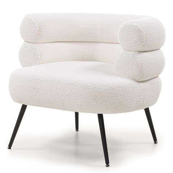 Čalouněné křeslo/židle Leya ecru, zaoblené, černé nohy