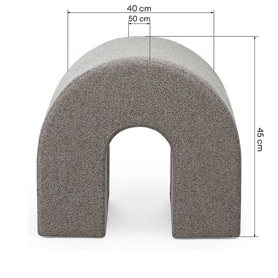 Čalouněný puf Arc, zaoblený, světle hnědý