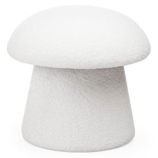 Čalouněný puf Cap, bílý, boucle, oblé tvary