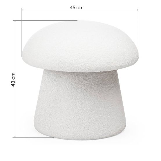 Čalouněný puf Cap, bílý, boucle, oblé tvary