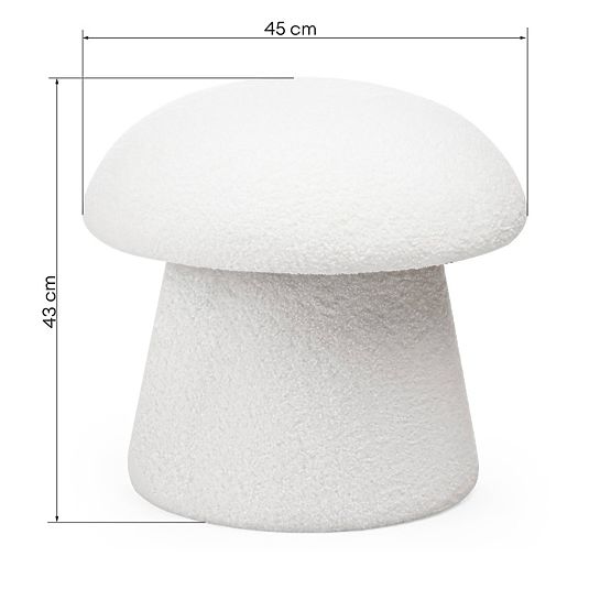 Čalouněný puf Cap, bílý, boucle, oblé tvary