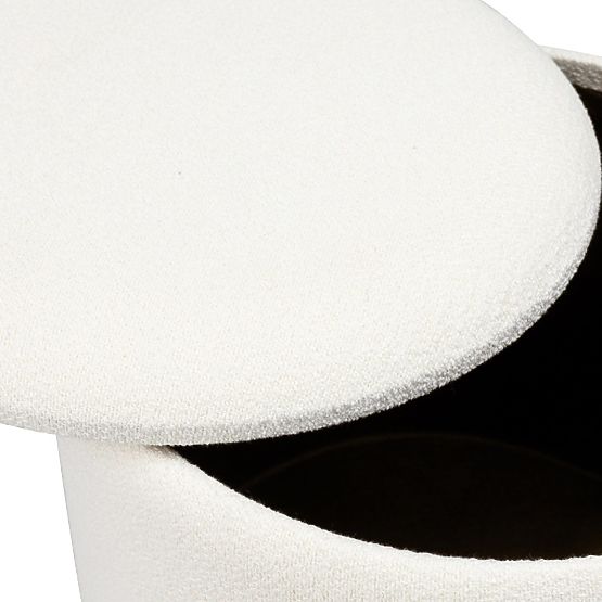 Čalouněný puf Pebble, s úložným prostorem, kulatý, bílý