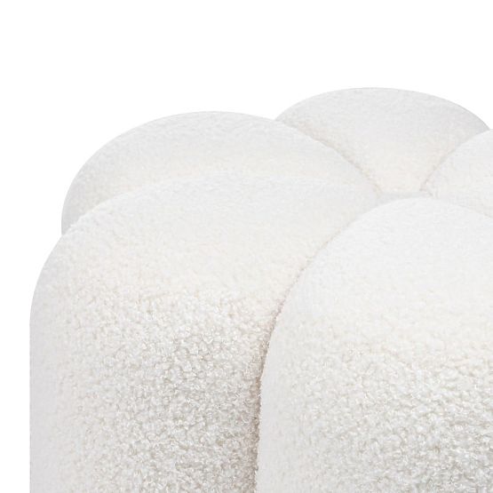 Čalouněný puf Quad, bílý, boucle