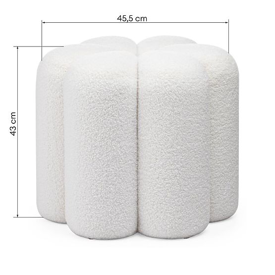 Čalouněný puf Quad, bílý, boucle