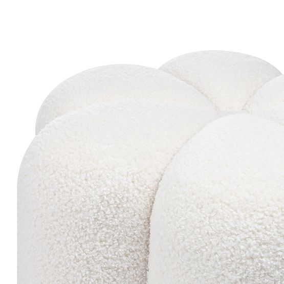 Čalouněný puf Quad, bílý, boucle