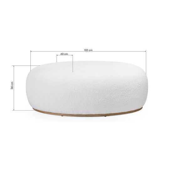 Čalouněný puf Stone, bílý, oblý tvar