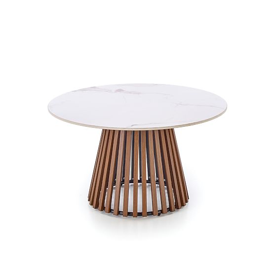 CARINA konferenční stolek béžový mramor / ořech (2p=1ks)