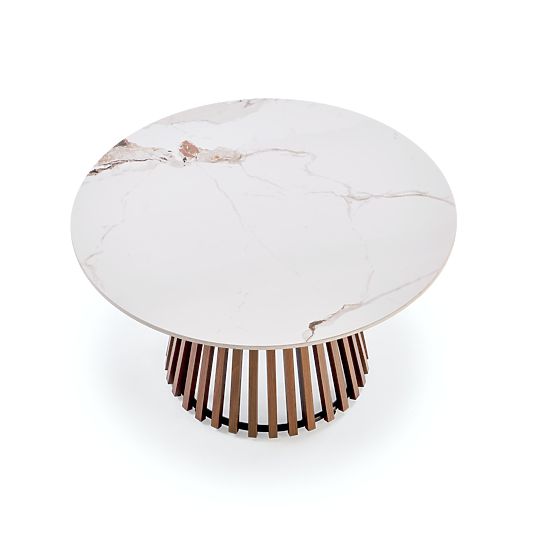 CARINA konferenční stolek béžový mramor / ořech (2p=1ks)