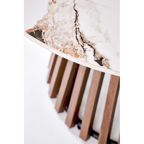 CARINA konferenční stolek béžový mramor / ořech (2p=1ks)