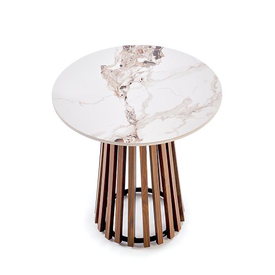 CARINA_S konferenční stolek béžový mramor / ořech (2p=1ks)